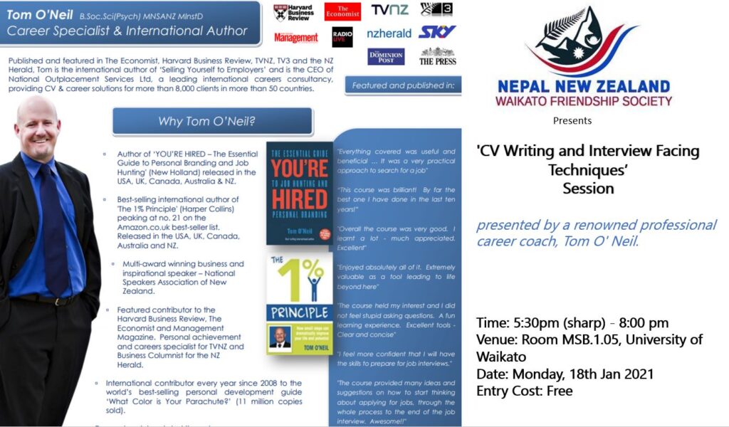 CV Writing and Interview Facing Techniques – Jan 2021